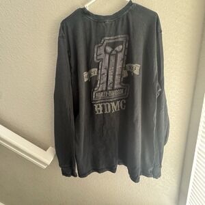 2010 Harley Davidson Motorcycle Men's Long Sleeve Shirt Textured Logo Distressed